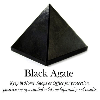 Natural Black Agate Pyramid 30-35 mm
