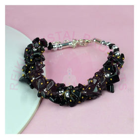 Black Agate Crystal Bracelet | Natural Healing Gemstone Bracelet for Protection & Strength