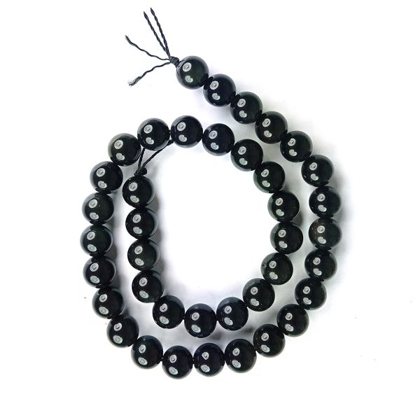 Black Onyx 10 mm Round Loose Beads 35-40 pcs for Making Bracelet Mala Necklaces