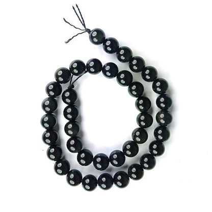 Black Onyx 10 mm Round Loose Beads 35-40 pcs for Making Bracelet Mala Necklaces