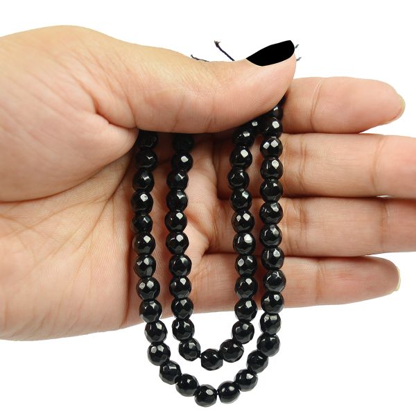 Black Onyx 6 mm Faceted Loose Beads 65-70 pcs for Making Bracelet Mala Necklaces
