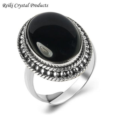 Natural Adjustable Gemstone Silver Ring for Unisex
