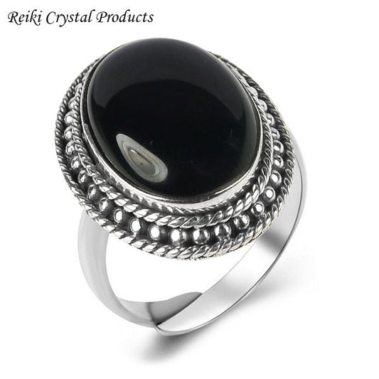 Natural Adjustable Gemstone Silver Ring for Unisex