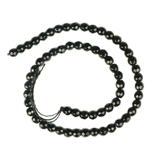 Black Onyx 6 mm Faceted Loose Beads 65-70 pcs for Making Bracelet Mala Necklaces