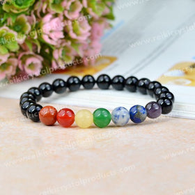 Natural Crystal Stone with 7 Chakra 8 mm Bracelet for Unisex