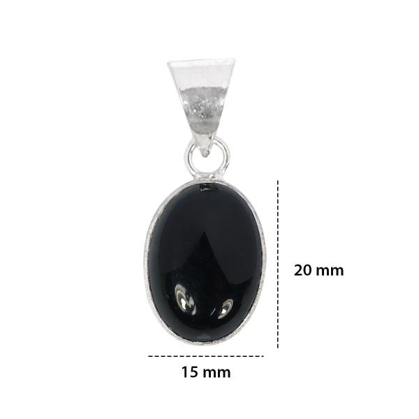 Natural Black Onyx Oval Shape Pendant Locket with Metal Chain for Unisex