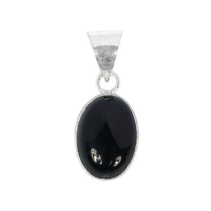 Natural Black Onyx Oval Shape Pendant Locket with Metal Chain for Unisex