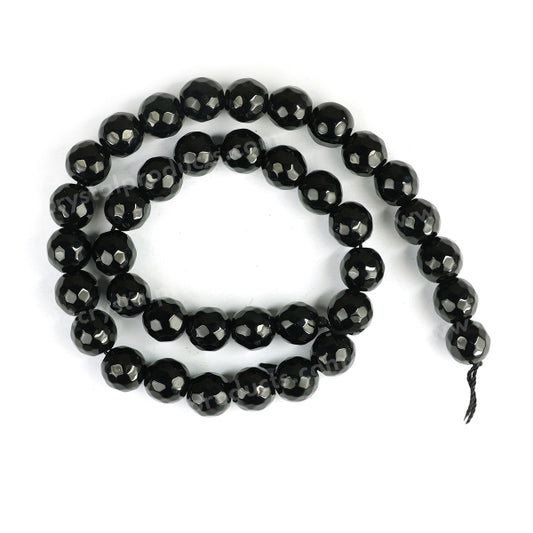 Black Onyx 10 mm Faceted Loose Beads 35-40 pcs for Making Bracelet Mala Necklaces