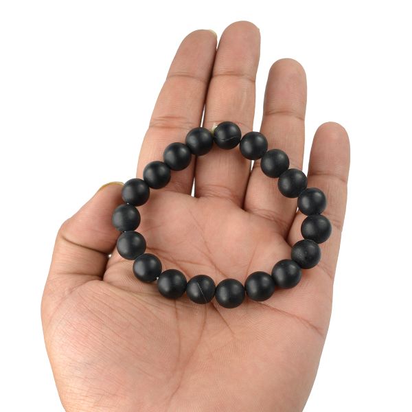 Black Onyx Matt 10 mm Round Bead Bracelet