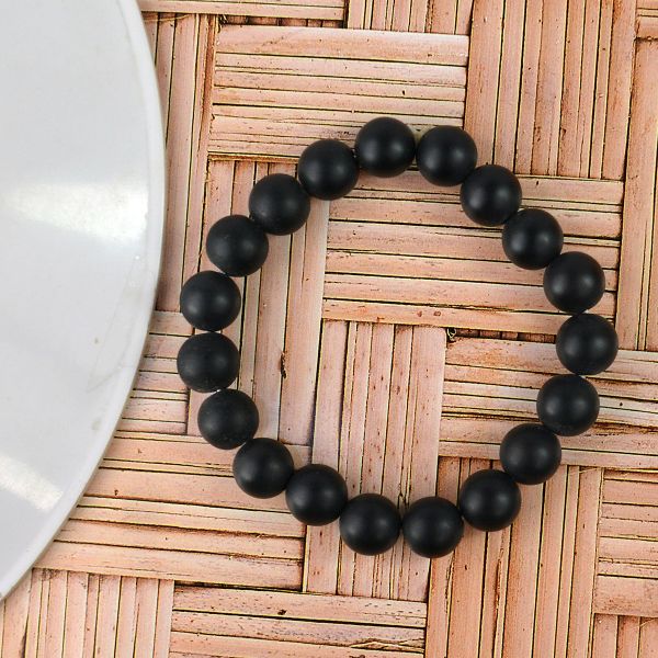 Black Onyx Matt 10 mm Round Bead Bracelet