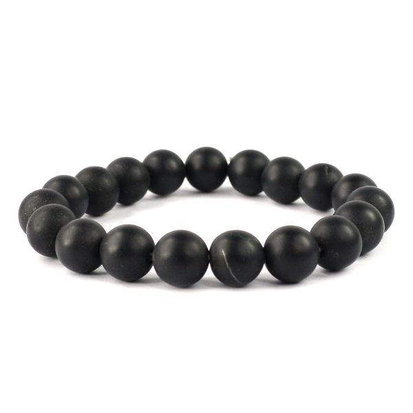 Black Onyx Matt 10 mm Round Bead Bracelet