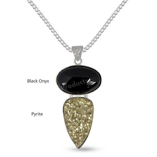 Natural Crystal Stone Pendant - Locket with Metal Chain