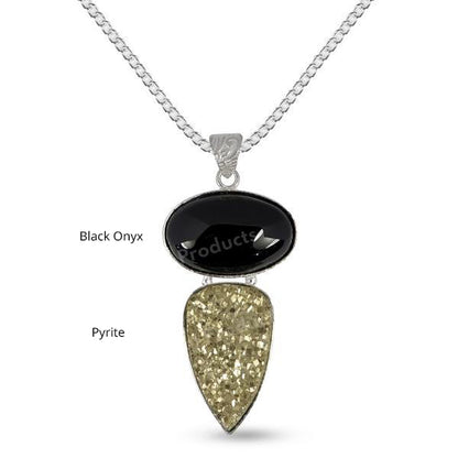 Natural Crystal Stone Pendant - Locket with Metal Chain