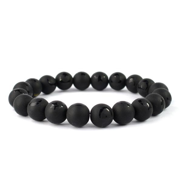 Black Onyx Self 10 mm Round Bead Bracelet
