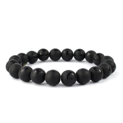 Black Onyx Self 10 mm Round Bead Bracelet