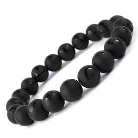 Black Onyx Self 10 mm Round Bead Bracelet – Natural Protection & Strength Gemstone
