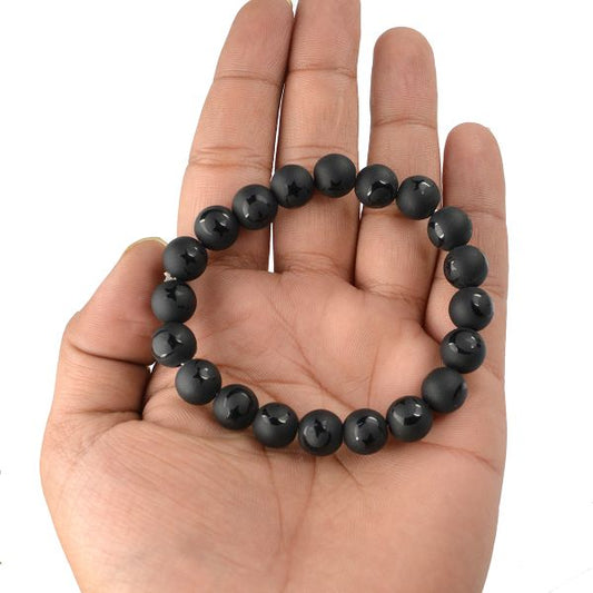 Black Onyx Self 10 mm Round Bead Bracelet