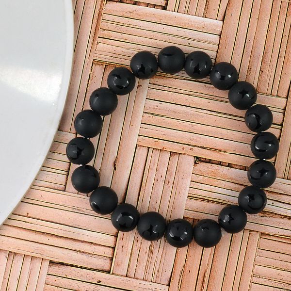 Black Onyx Self 10 mm Round Bead Bracelet