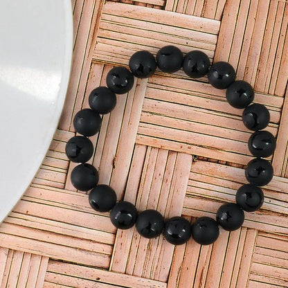 Black Onyx Self 10 mm Round Bead Bracelet