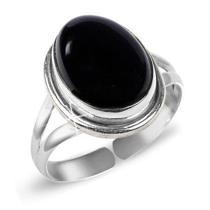 Natural Crystal Gemstone Adjustable Silver Ring for Unisex