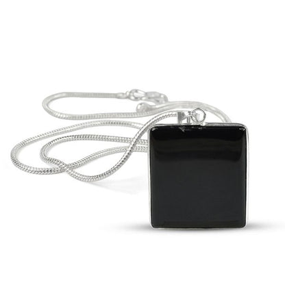 Natural AAA Quality Square Shape Pendant - Locket with Metal Chain