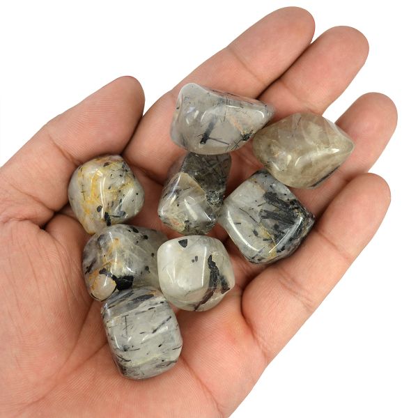 Black Rutile Quartz Tumble Stone