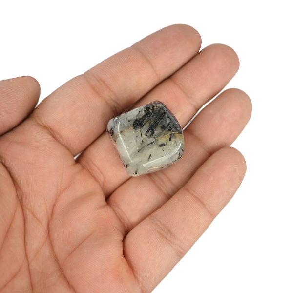 Black Rutile Quartz Tumble Stone