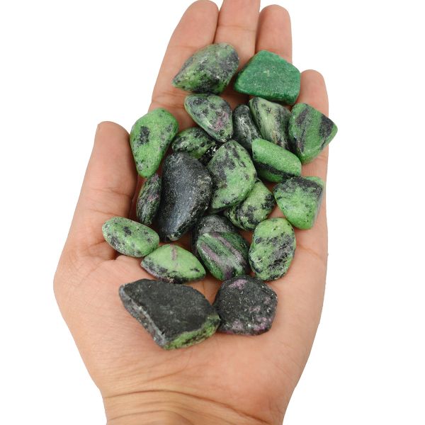 Black Spotted Green Zoisite Tumble Stone