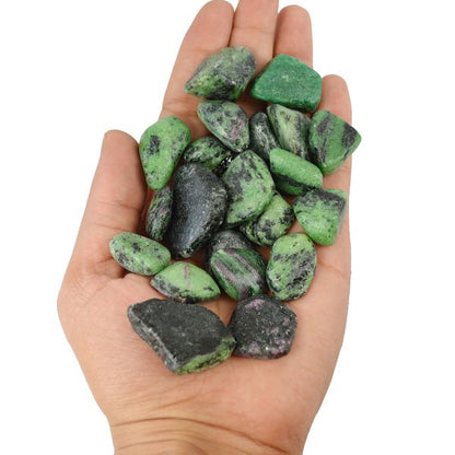 Black Spotted Green Zoisite Tumble Stone