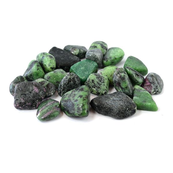 Black Spotted Green Zoisite Tumble Stone
