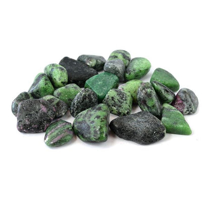 Black Spotted Green Zoisite Tumble Stone