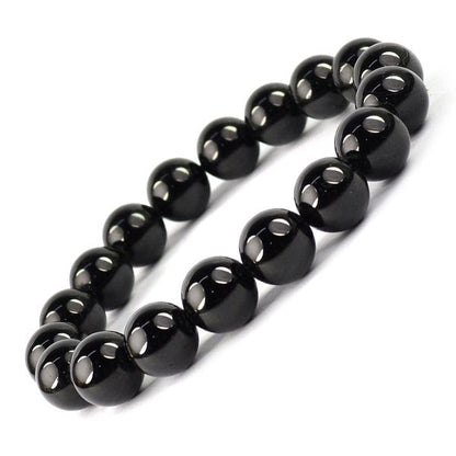 Black Tourmaline 10 mm Round Bead Bracelet
