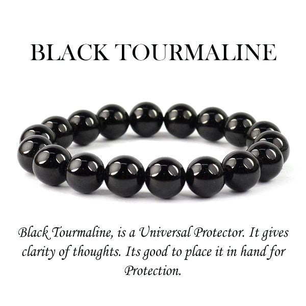Black Tourmaline 10 mm Round Bead Bracelet
