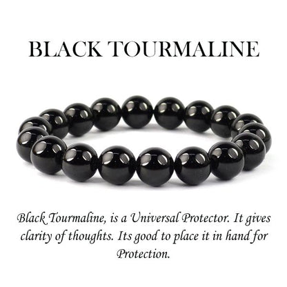 Black Tourmaline 10 mm Round Bead Bracelet
