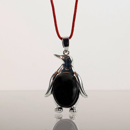 Black Toumraline Penguin Shape Pendant with Chain