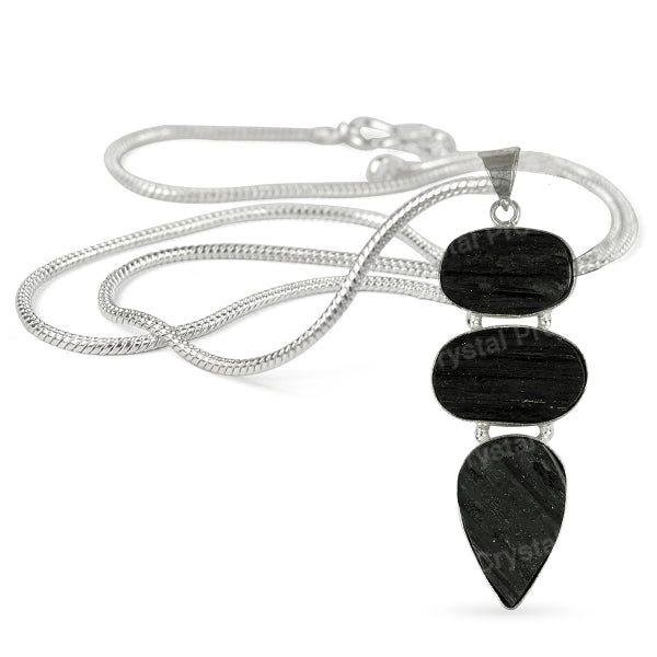 Natural Crystal Stone Pendant - Locket with Metal Chain