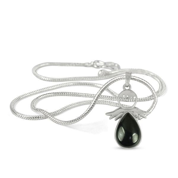 Natural Crystal Stone Angel Guardian Shape Pendant - Locket with Metal Chain