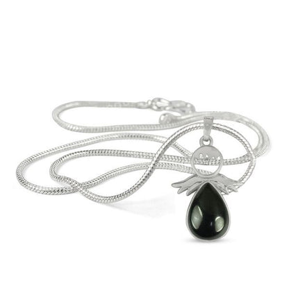 Natural Crystal Stone Angel Guardian Shape Pendant - Locket with Metal Chain