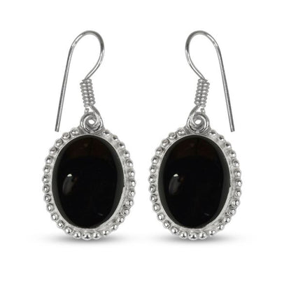 Black Onyx Crystal Stone Oval Shape Earring