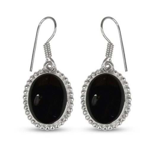 Black Onyx Crystal Stone Oval Shape Earring