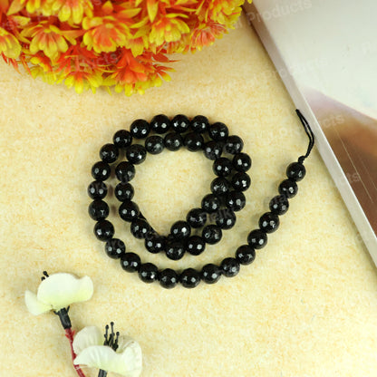 Black Tourmaline 8 mm Faceted Loose Beads 45-50 pcs for Making Bracelet Mala Necklaces