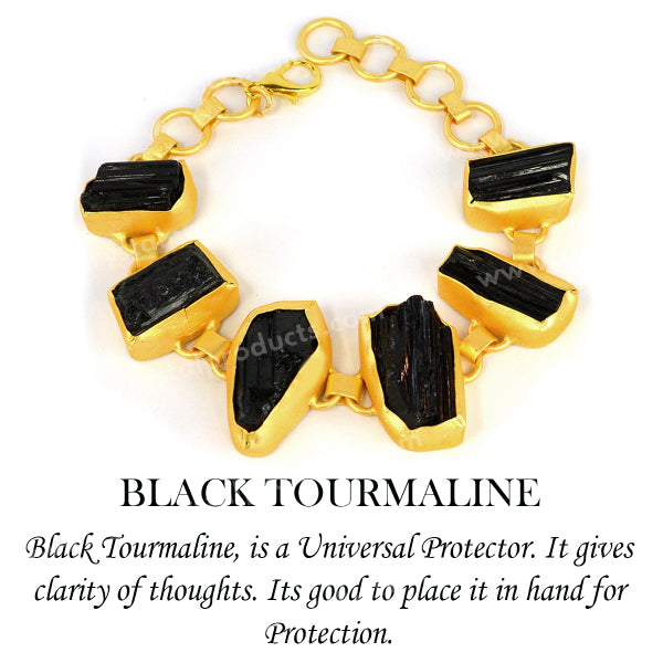 Natural Crystal Stone Copper Bracelet Black Tourmaline