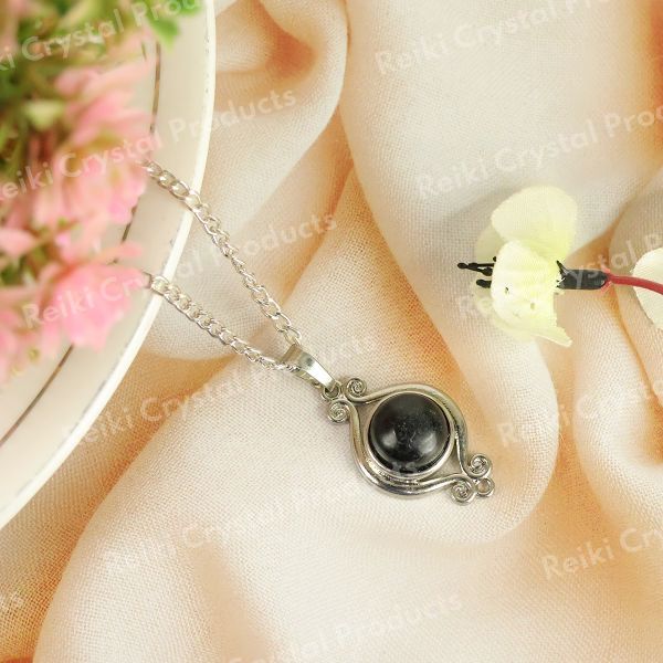 Natural Crystal Stone Designer Round Shape Pendant - Locket mm with Metal Chain