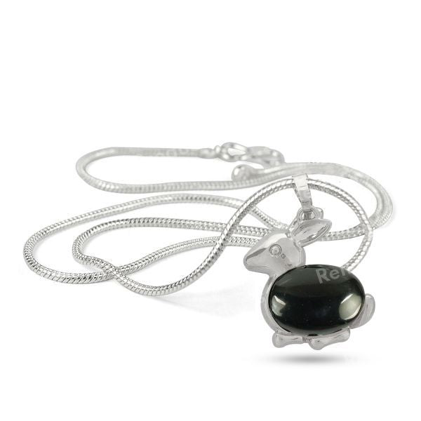 Natural Crystal Stone Rabbit Shape Pendant - Locket with Metal Chain