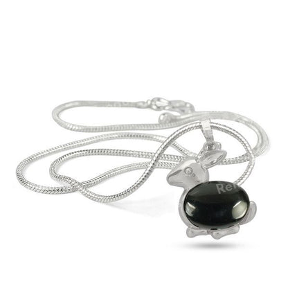Natural Crystal Stone Rabbit Shape Pendant - Locket with Metal Chain