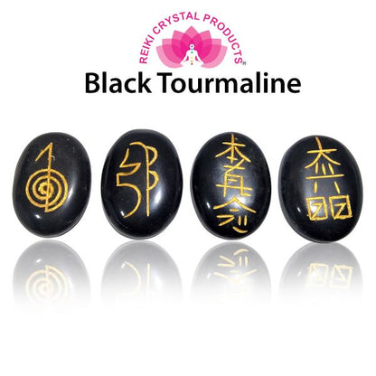 Natural Stone Oval Shape Reiki Symbol Set 4 pcs