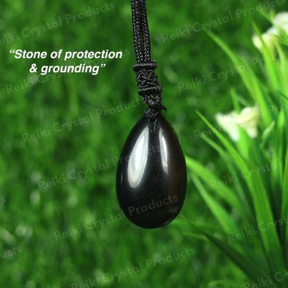 Natural Crytal Stone Drop Shape Pendant with Thrad for Unisex