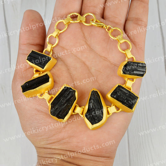 Natural Crystal Stone Copper Bracelet Black Tourmaline