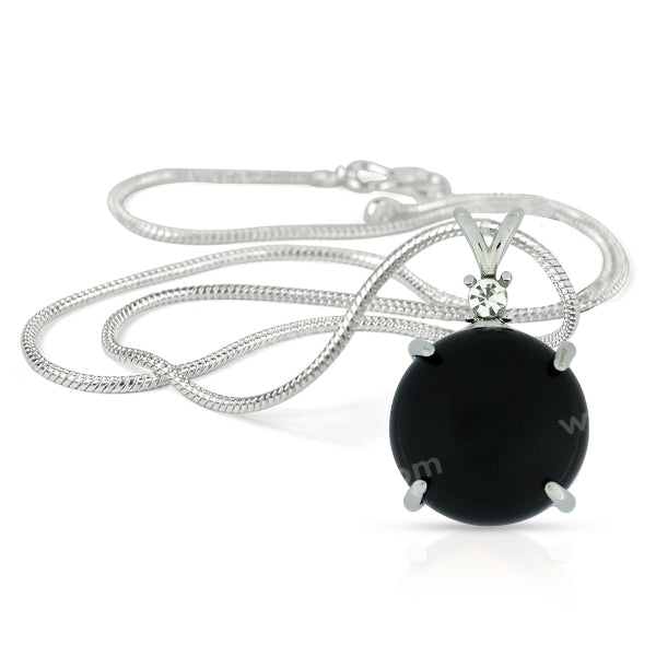 Natural Crystal Stone Round Shape Pendant - Locket with Metal Chain