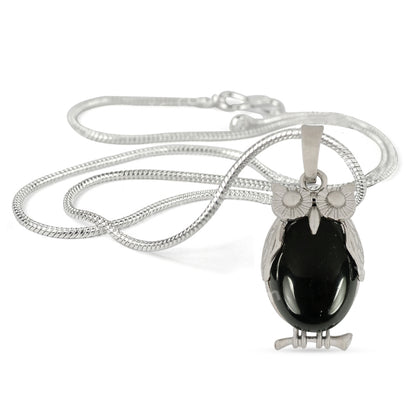 Natural Crystal Stone Owl Shape Pendant - Locket with Metal Chain